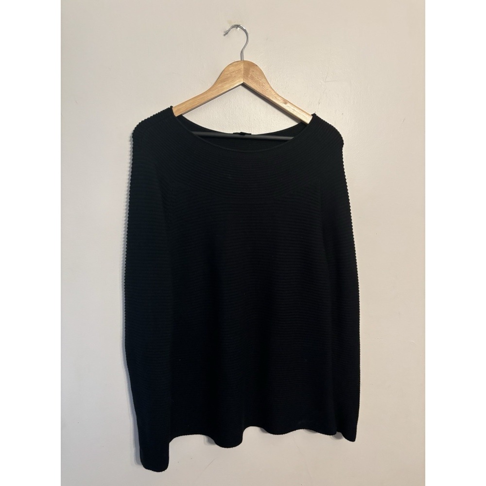 Talbots Women's Black‎ Boatneck Ribbed Cotton Blend Tunic Sweater Size M